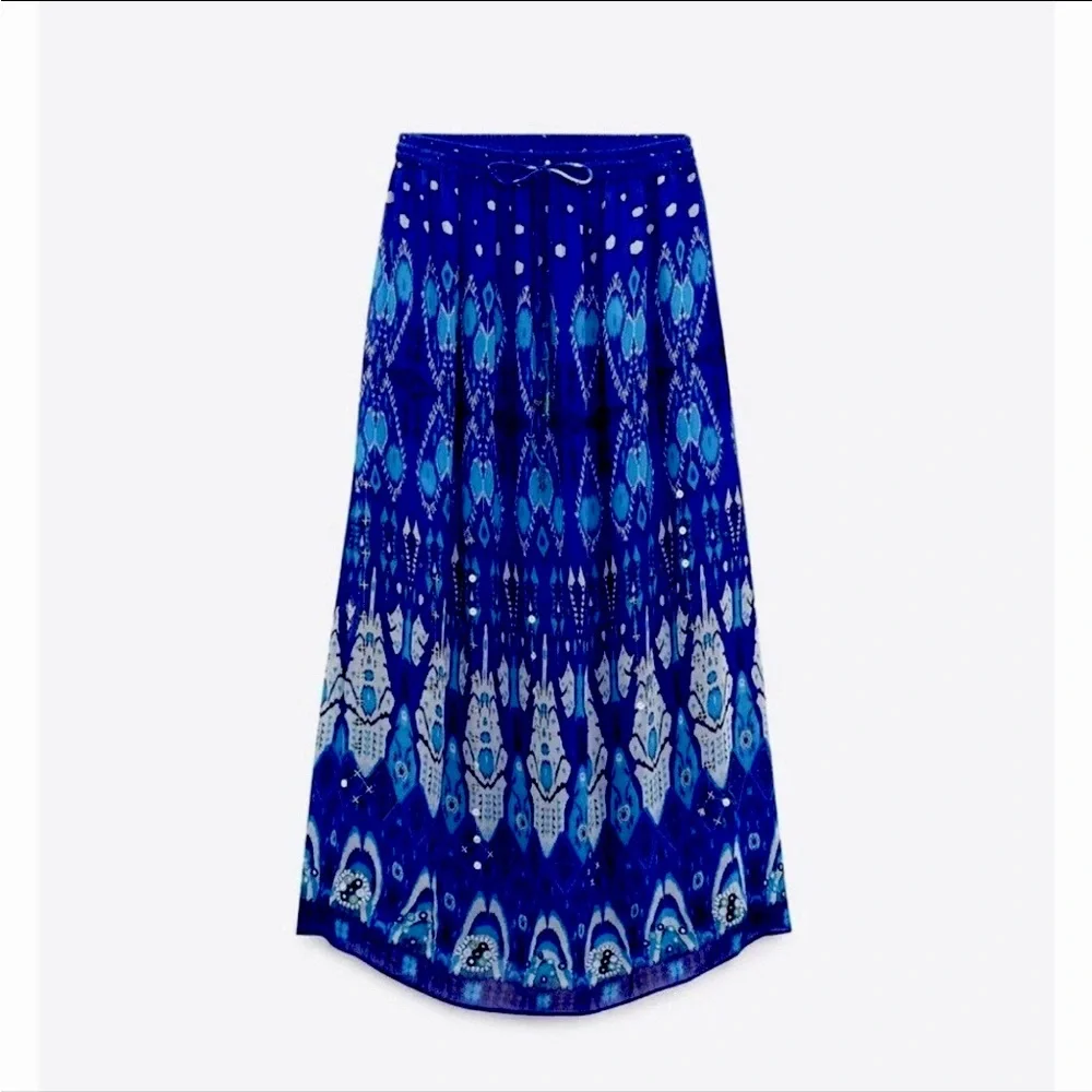 Zara long printed beaded skirt & Top Coord SET